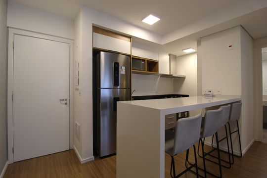 Cozinha de apartamento à venda com 1 quarto, 53m² em Indianópolis, São Paulo
