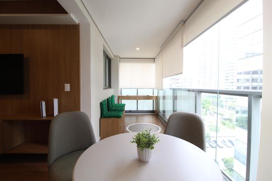 Sala de apartamento à venda com 1 quarto, 53m² em Indianópolis, São Paulo