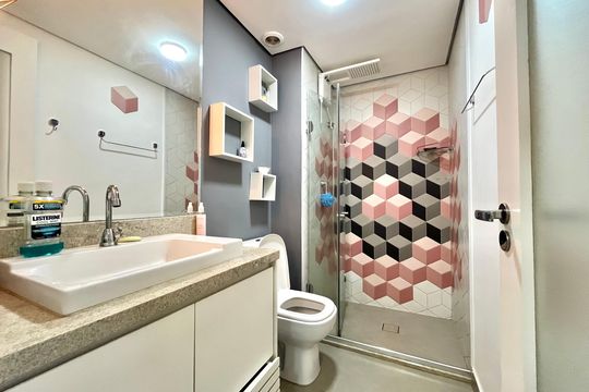 Banheiro de kitnet/studio à venda com 1 quarto, 25m² em Planalto Paulista, São Paulo