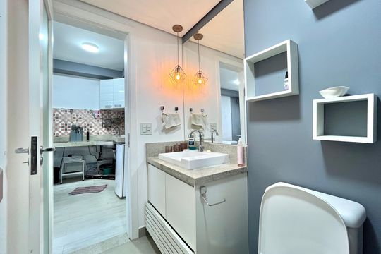 Banheiro de kitnet/studio à venda com 1 quarto, 25m² em Planalto Paulista, São Paulo