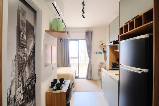 Cozinha de kitnet/studio para alugar com 1 quarto, 27m² em Tatuapé, São Paulo