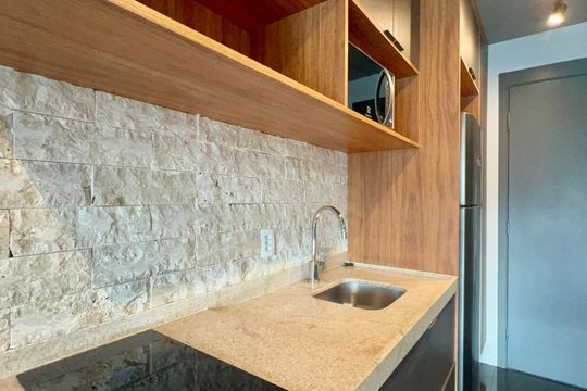 Cozinha de kitnet/studio para alugar com 1 quarto, 28m² em Sumaré, São Paulo