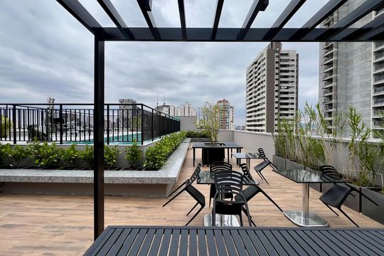 Área comum - Churrasqueira de kitnet/studio à venda com 1 quarto, 27m² em Pinheiros, São Paulo
