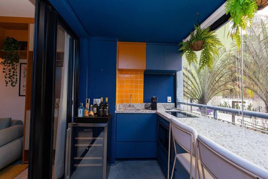 Varanda/Cozinha de kitnet/studio para alugar com 1 quarto, 36m² em Bela Vista, São Paulo