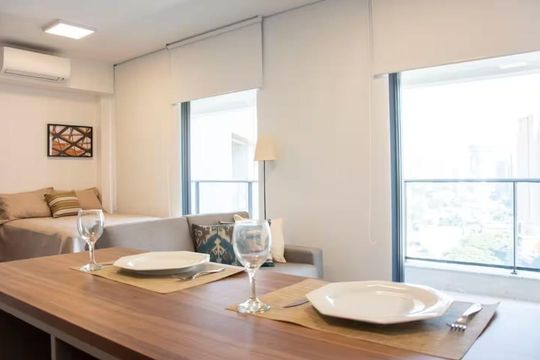 Cozinha de apartamento para alugar com 1 quarto, 47m² em Vila Nova Conceição, São Paulo