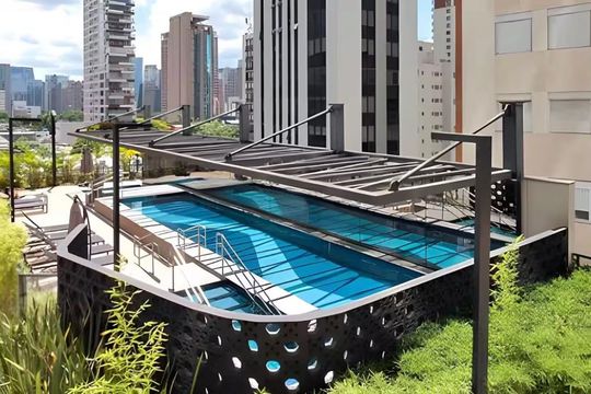 Área externa de apartamento para alugar com 1 quarto, 47m² em Vila Nova Conceição, São Paulo