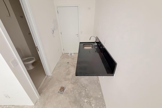 Cozinha  de kitnet/studio à venda com 1 quarto, 23m² em Chácara Klabin, São Paulo