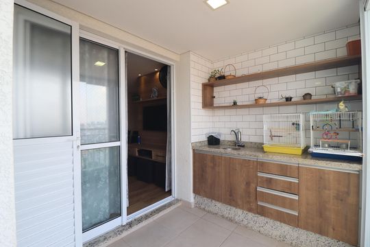 Varanda da Sala de apartamento à venda com 3 quartos, 75m² em Parque das Nações, Santo André
