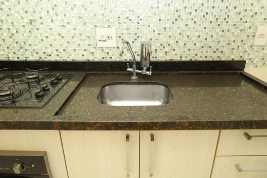 Cozinha de apartamento à venda com 2 quartos, 44m² em Vila Carmosina, São Paulo