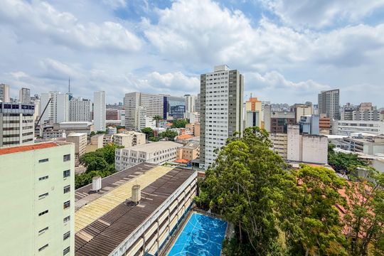 Varanda da Sala - Vista de apartamento para alugar com 1 quarto, 34m² em Liberdade, São Paulo