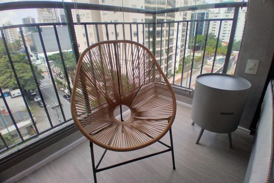 Varanda de kitnet/studio à venda com 1 quarto, 25m² em Indianópolis, São Paulo