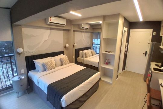 Sala/Quarto de kitnet/studio à venda com 1 quarto, 25m² em Indianópolis, São Paulo