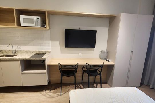 Cozinha de kitnet/studio à venda com 1 quarto, 23m² em República, São Paulo