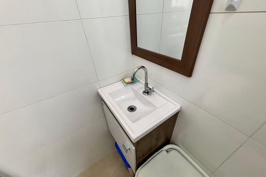 Banheiro de serviço de apartamento à venda com 4 quartos, 133m² em Recreio dos Bandeirantes, Rio de Janeiro