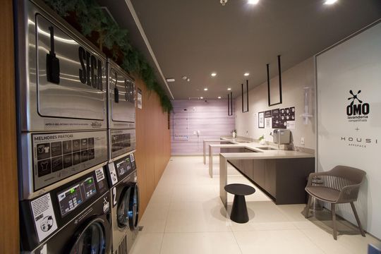 Área comum - Lavanderia de kitnet/studio para alugar com 1 quarto, 24m² em Cerqueira César, São Paulo