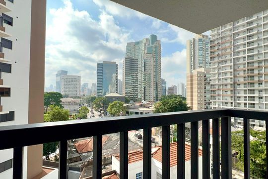 Varanda da Sala de apartamento para alugar com 1 quarto, 28m² em Pinheiros, São Paulo