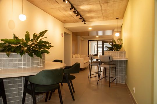 Área comum - Coworking de kitnet/studio à venda com 1 quarto, 34m² em Mirandópolis, São Paulo