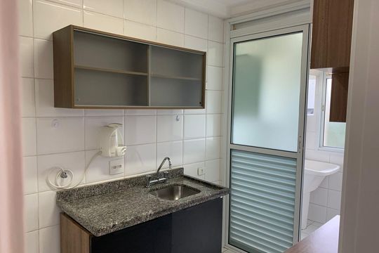 Cozinha de apartamento à venda com 2 quartos, 62m² em Indianópolis, São Paulo