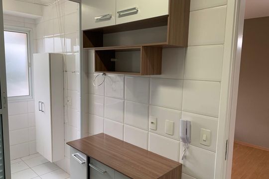 Cozinha de apartamento à venda com 2 quartos, 62m² em Indianópolis, São Paulo