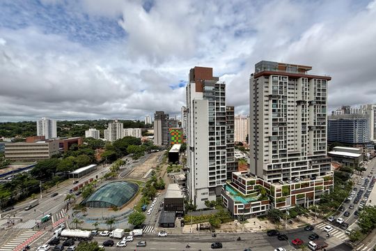 Vista  de kitnet/studio à venda com 1 quarto, 44m² em Jardim das Acacias, São Paulo