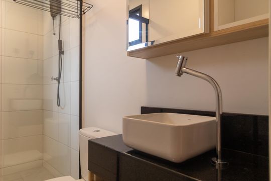 Banheiro de kitnet/studio à venda com 1 quarto, 36m² em Botafogo, Campinas