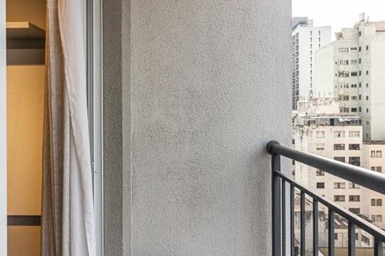 Varanda da Sala de apartamento à venda com 1 quarto, 28m² em República, São Paulo