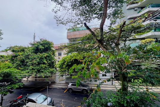 Varanda da sala - vista de apartamento à venda com 1 quarto, 62m² em Jardim Botânico, Rio de Janeiro