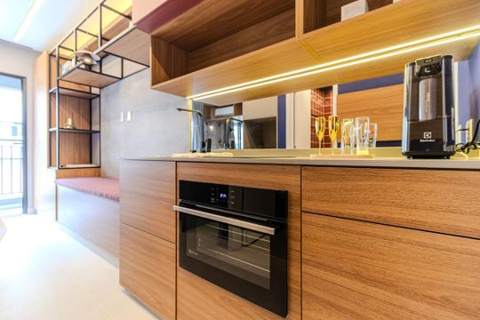 Cozinha de kitnet/studio para alugar com 1 quarto, 25m² em Santa Cecilia, São Paulo