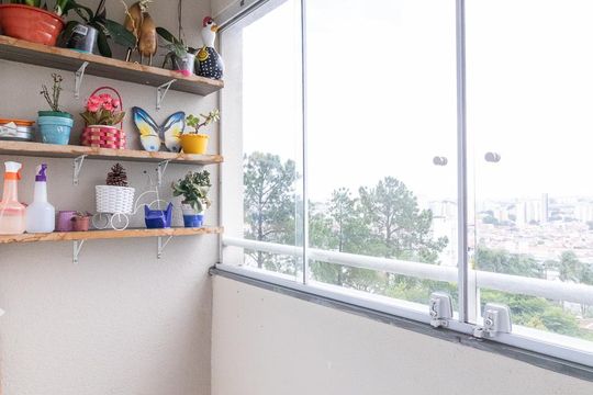 Varanda da Sala de apartamento para alugar com 1 quarto, 63m² em Jardim Santa Maria, São Paulo