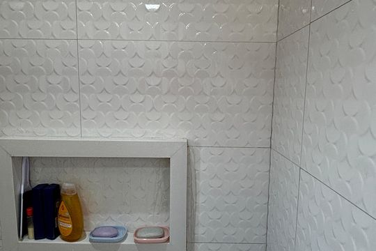 Banheiro da Suíte de apartamento à venda com 3 quartos, 80m² em Vila Homero Thon, Santo André