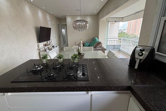 Cozinha de apartamento à venda com 3 quartos, 80m² em Vila Homero Thon, Santo André