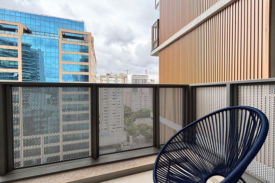 Varanda  de kitnet/studio à venda com 1 quarto, 31m² em Indianópolis, São Paulo