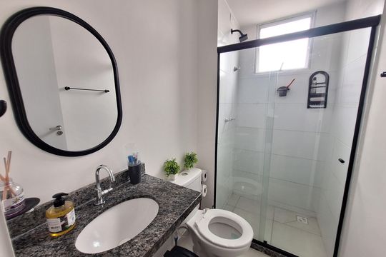 Banheiro de apartamento para alugar com 2 quartos, 48m² em Figueira, Duque de Caxias