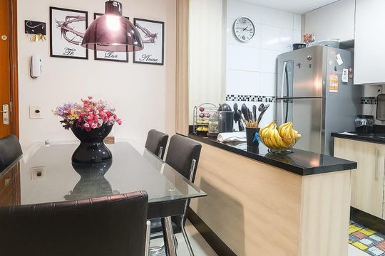 Cozinha de apartamento à venda com 3 quartos, 75m² em Vila Valparaíso, Santo André
