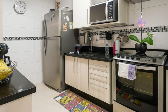 Cozinha de apartamento à venda com 3 quartos, 75m² em Vila Valparaíso, Santo André