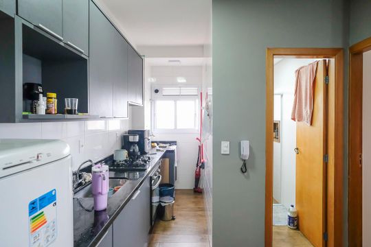 Cozinha de apartamento à venda com 1 quarto, 42m² em Vila Santa Filomena, São Bernardo do Campo