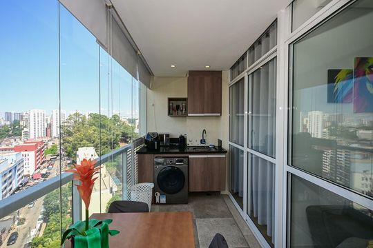Varanda de apartamento à venda com 1 quarto, 35m² em Real Parque, São Paulo