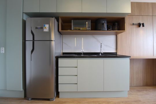 Cozinha de kitnet/studio para alugar com 1 quarto, 25m² em Vila Olímpia, São Paulo