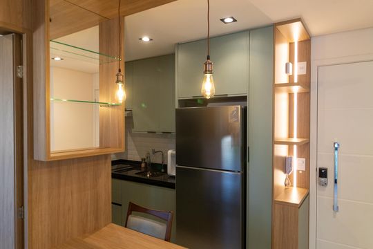 Cozinha de apartamento à venda com 1 quarto, 43m² em Centro, Campinas