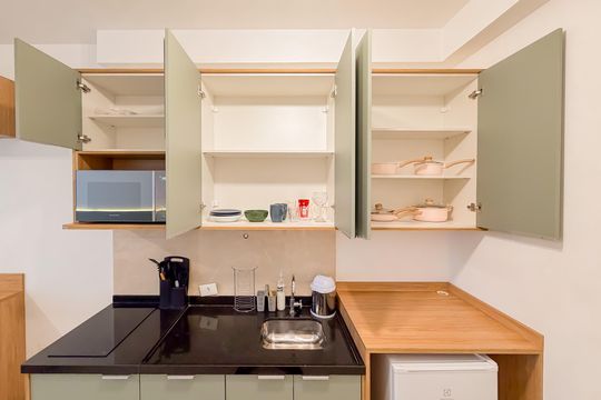 Cozinha - Armários de kitnet/studio à venda com 1 quarto, 27m² em Paraíso, São Paulo