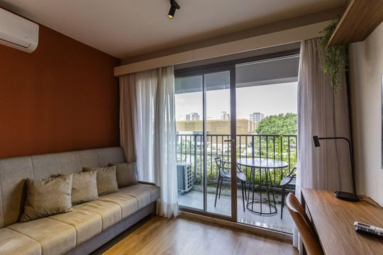 Sala de apartamento à venda com 1 quarto, 43m² em Indianópolis, São Paulo