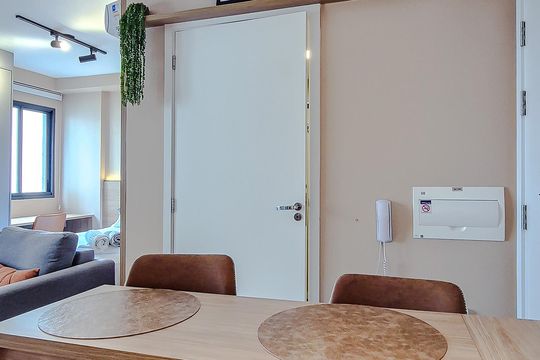 Cozinha de kitnet/studio para alugar com 1 quarto, 27m² em Barra Funda, São Paulo