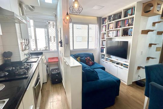 Cozinha de apartamento à venda com 2 quartos, 34m² em Vila Sao Joao, Guarulhos
