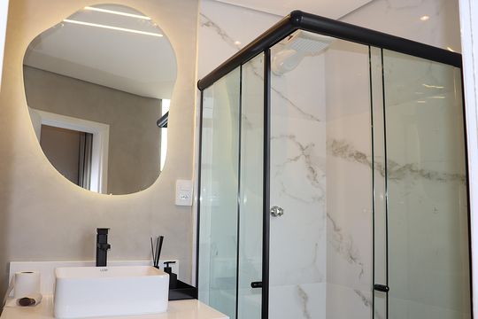 Banheiro de kitnet/studio à venda com 1 quarto, 36m² em Bela Vista, São Paulo