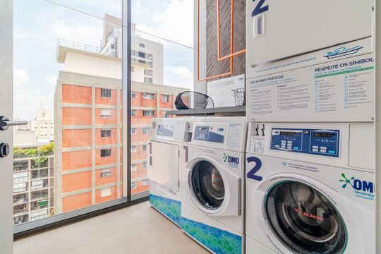 Área comum - Lavanderia de kitnet/studio para alugar com 1 quarto, 26m² em Cerqueira César, São Paulo