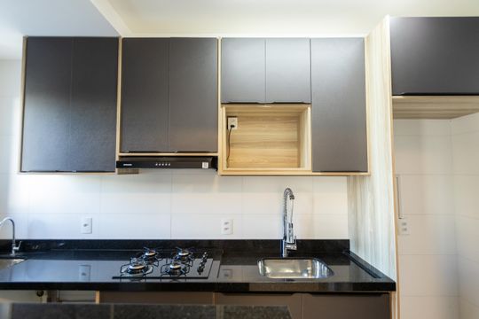 Sala/Cozinha de apartamento para alugar com 2 quartos, 54m² em Mansões Santo Antônio, Campinas