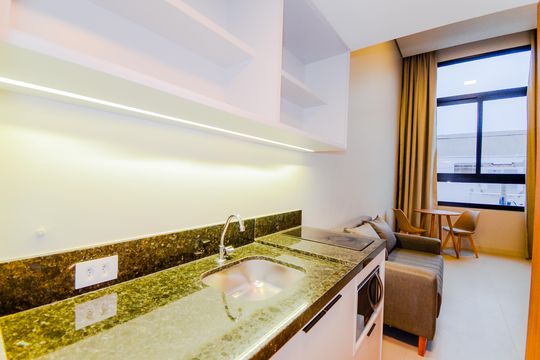 Cozinha de kitnet/studio para alugar com 1 quarto, 34m² em Vila Galvão, Guarulhos