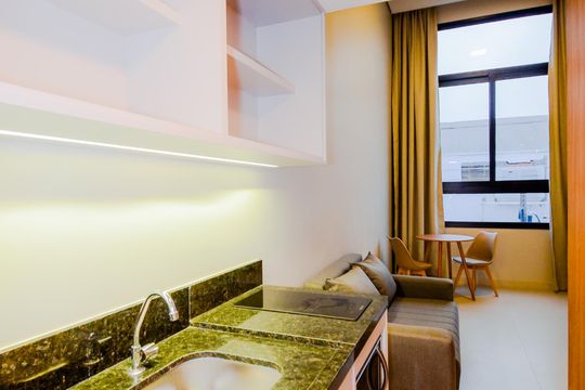 Cozinha de kitnet/studio para alugar com 1 quarto, 34m² em Vila Galvão, Guarulhos