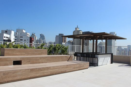 Área comum - Terraço de kitnet/studio para alugar com 1 quarto, 25m² em Bela Vista, São Paulo
