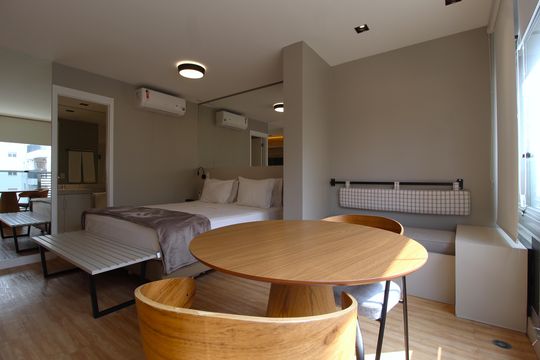 Cozinha de kitnet/studio para alugar com 1 quarto, 29m² em Itaim Bibi, São Paulo